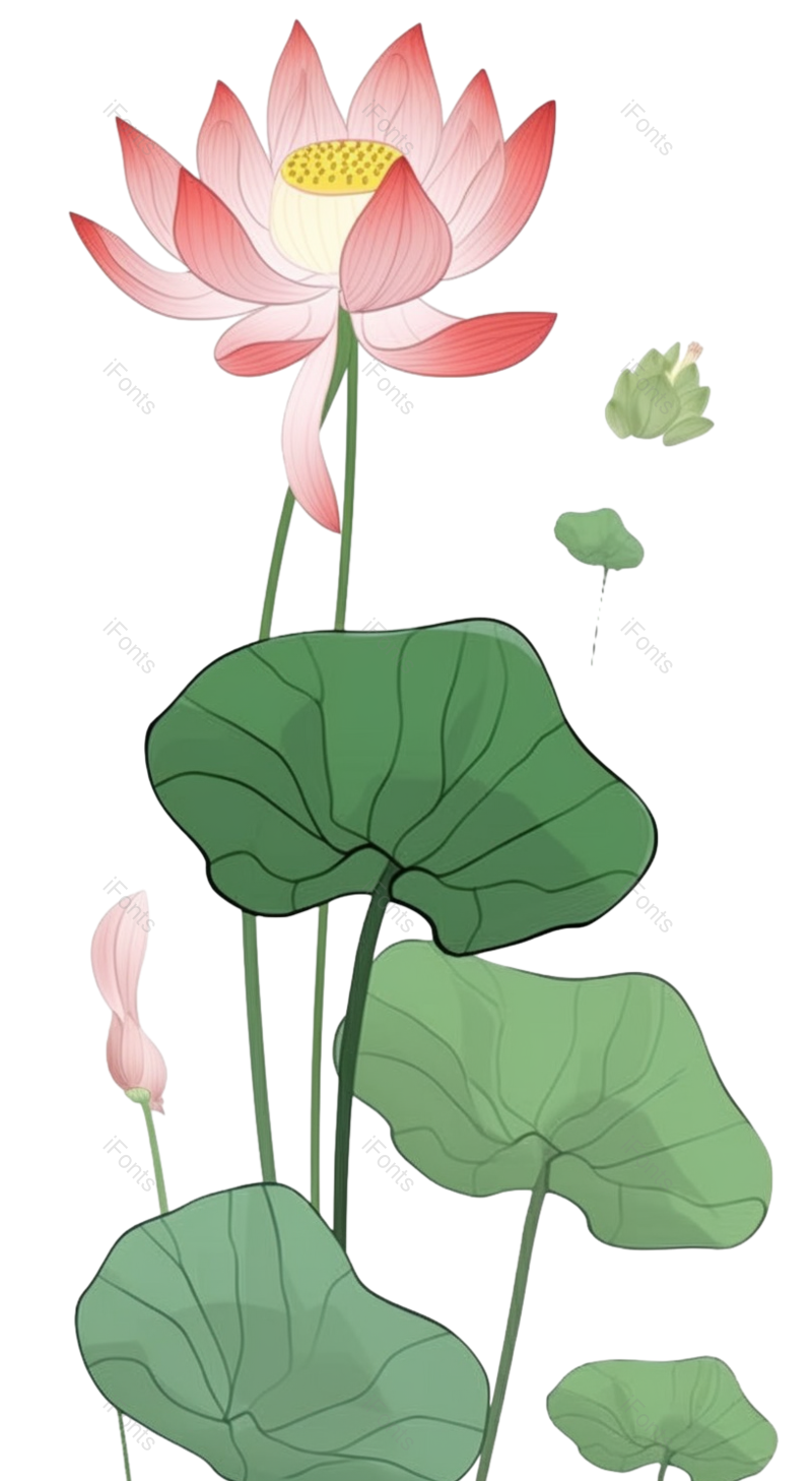 叶子图片,端午元素,节日PNG,手绘荷花免抠素材